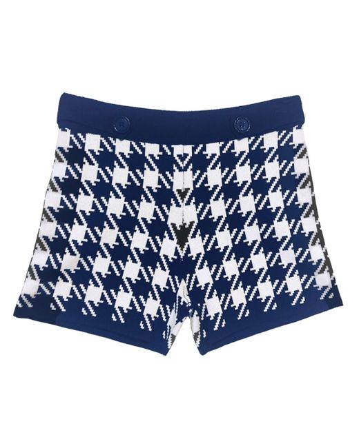 Fleur Du Mal houndstooth-intarsia knitted shorts