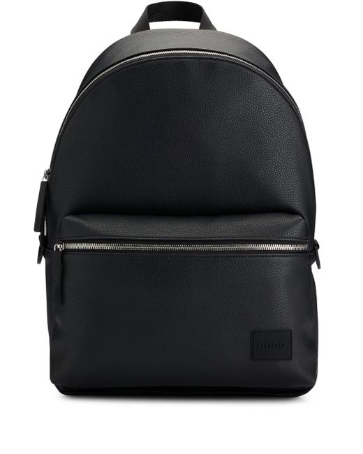Hugo Boss logo-patch grained-texture backpack