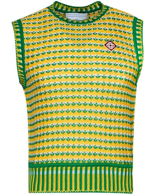 Casablanca jacquard logo-appliqué knitted vest