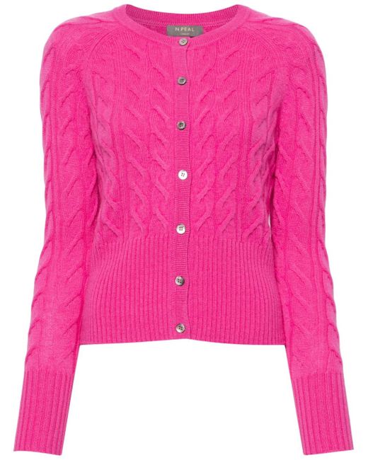 N.Peal Myla cable-knit cashmere cardigan