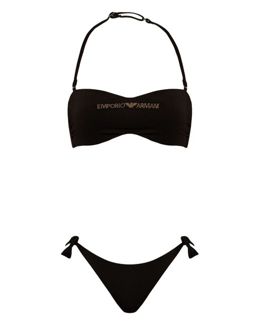 Emporio Armani logo-print bandeau bikini