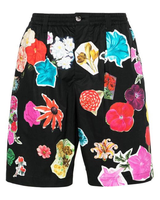 Marni Flowers Collage-print poplin shorts
