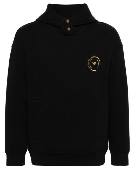 Emporio Armani logo-patch cotton-blend hoodie