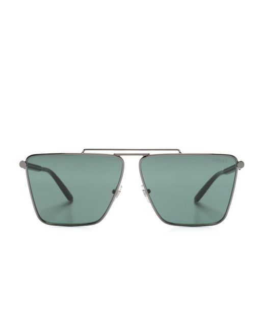 Versace Tubular Greca rectangle-frame sunglasses