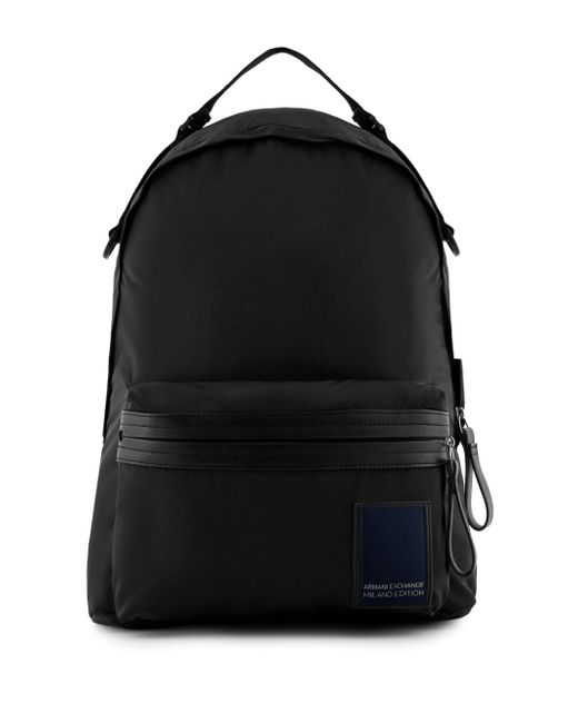 Armani Exchange logo-print canvas backpack