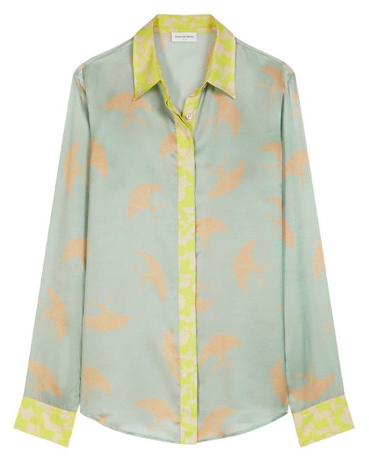 Dries Van Noten contrasting-trim satin blouse