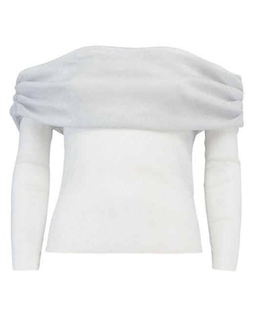 La Semaine off-shoulder fine-knit sheer top