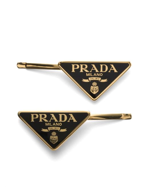 Prada triangle-logo hair clips set of two