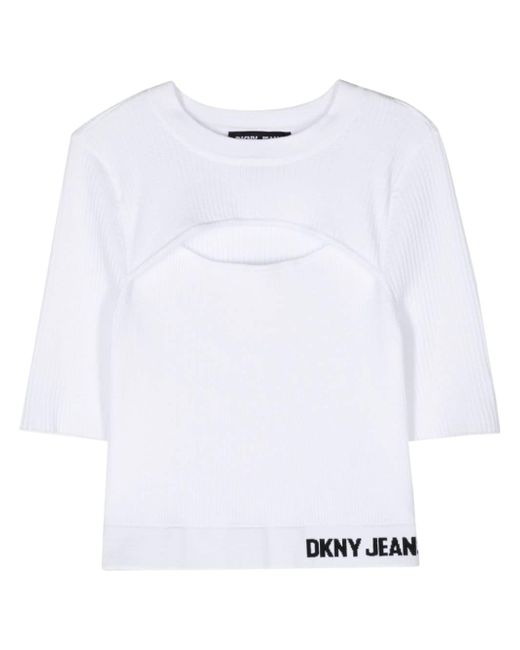 Dkny cut-out ribbed-knit top
