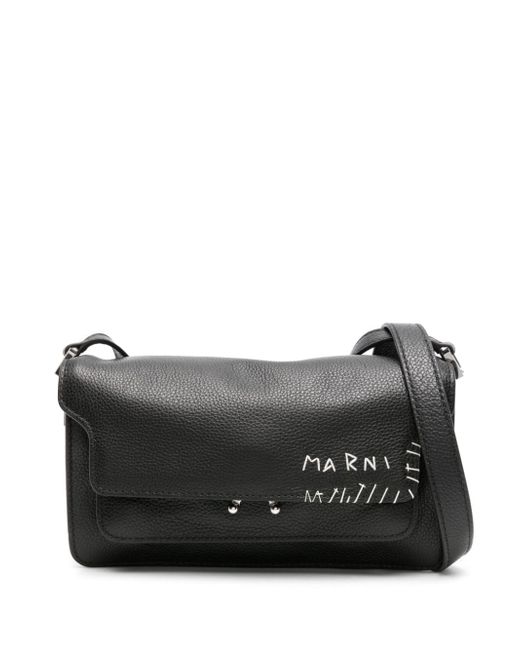 Marni logo-stitched leather crossbody bag