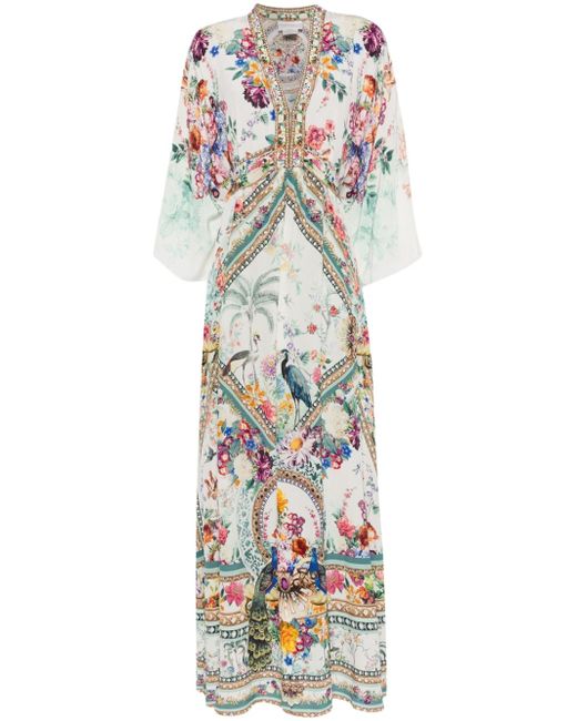 Camilla crystal-embellished floral-print dress