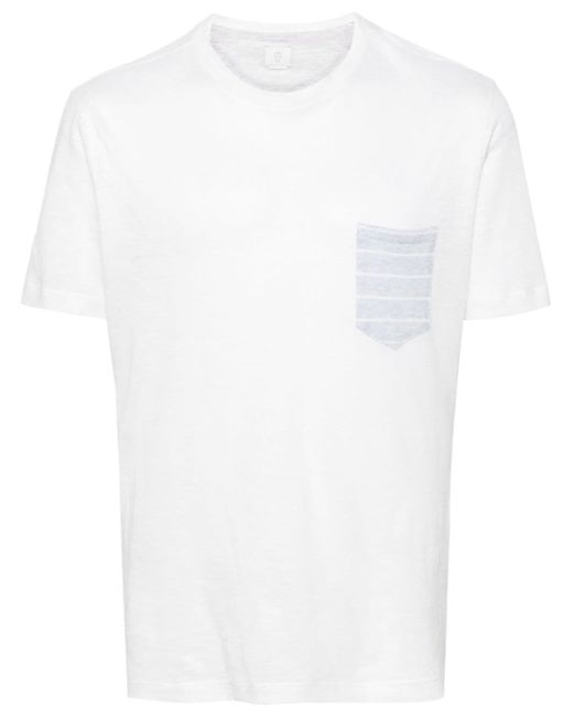 Eleventy contrasting-pocket linen blend T-shirt
