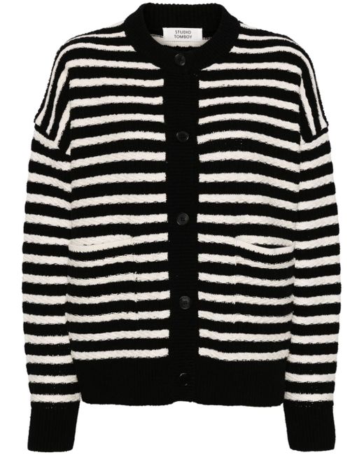 Studio Tomboy striped cable-knit cardigan