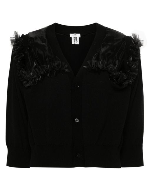 Comme Des Garcons Black organza-detail knitted cardigan
