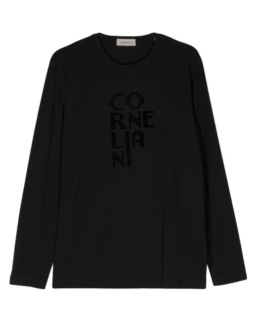 Corneliani logo-flocked long-sleeve T-shirt