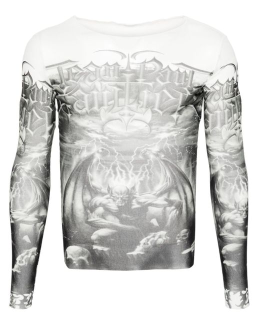 Jean Paul Gaultier Diablo-print mesh T-shirt