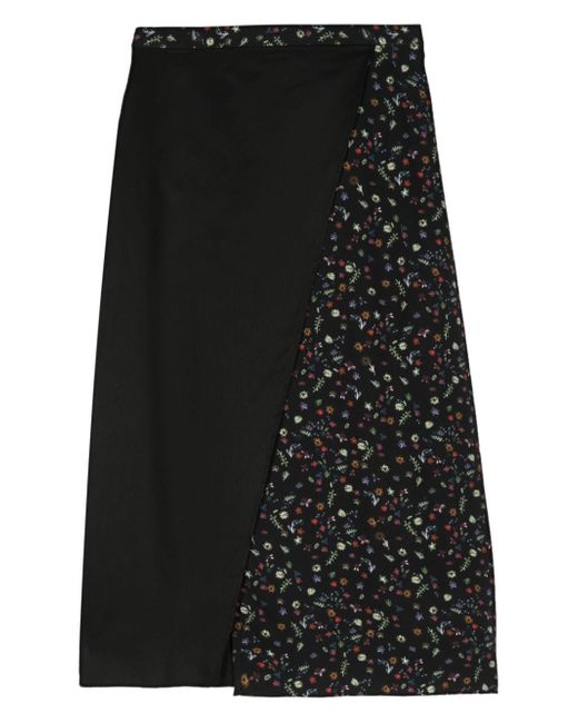 PS Paul Smith floral-panel wrap midi skirt