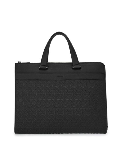 Ferragamo Gancini embossed-leather briefcase