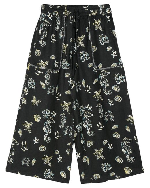 Bimba Y Lola Reef-print cropped trousers