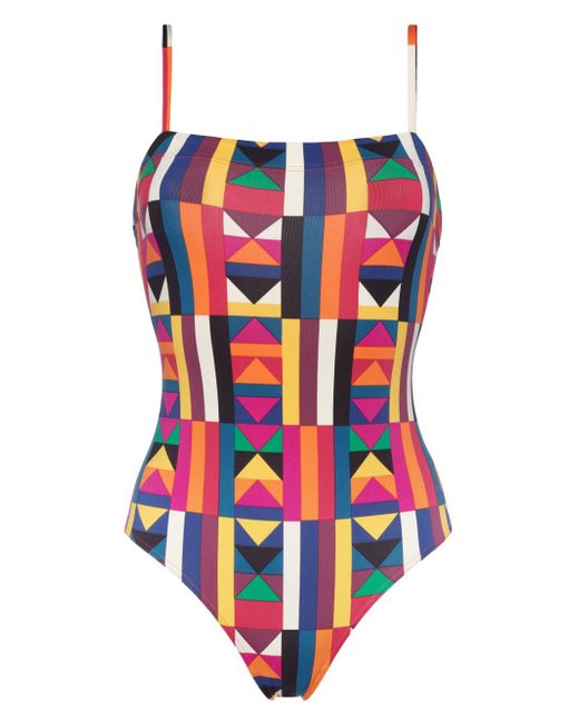 Eres Colors geometric-print swimsuit