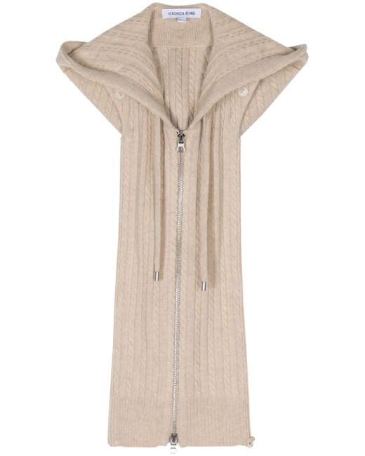 Veronica Beard cable-knit sleeveless hooded jacket