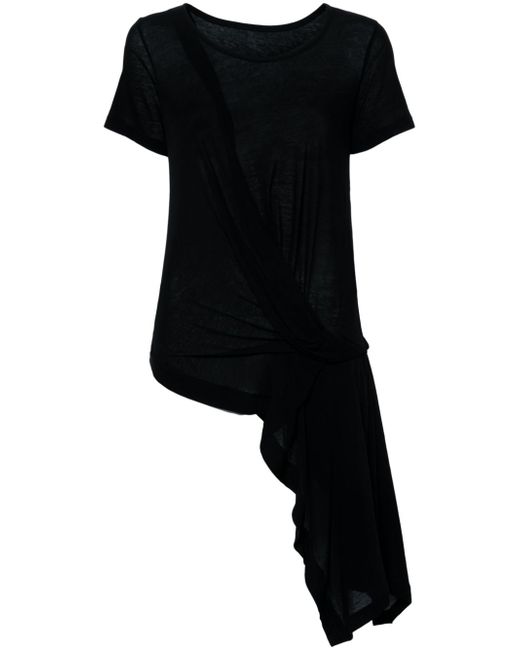 Yohji Yamamoto draped-detail asymmetric T-shirt