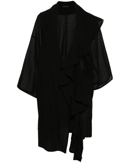 Yohji Yamamoto textured draped midi coat