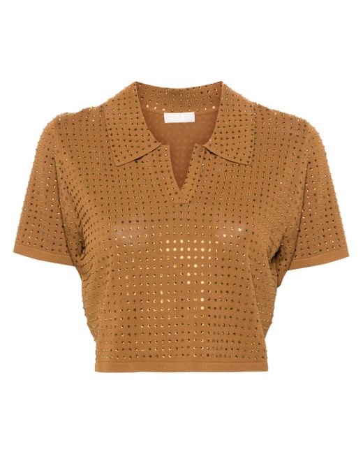 Liu •Jo crystal-embellished knitted polo top