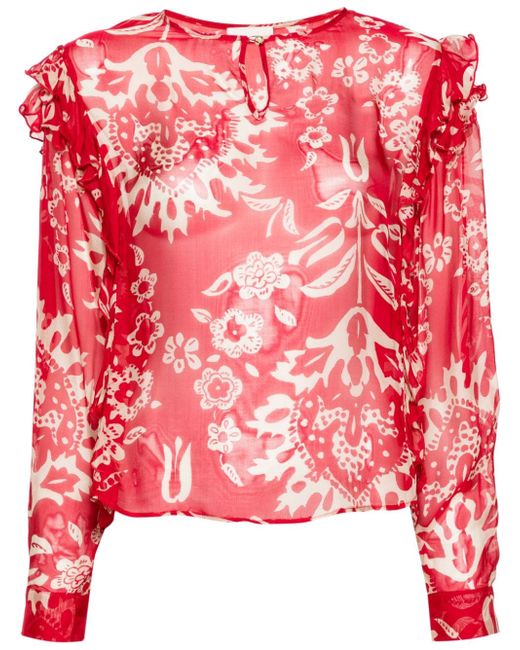 Liu •Jo floral-print sheer blouse