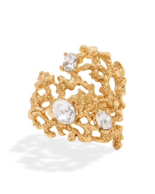 Oscar de la Renta Coral Heart crystal-embellished ring
