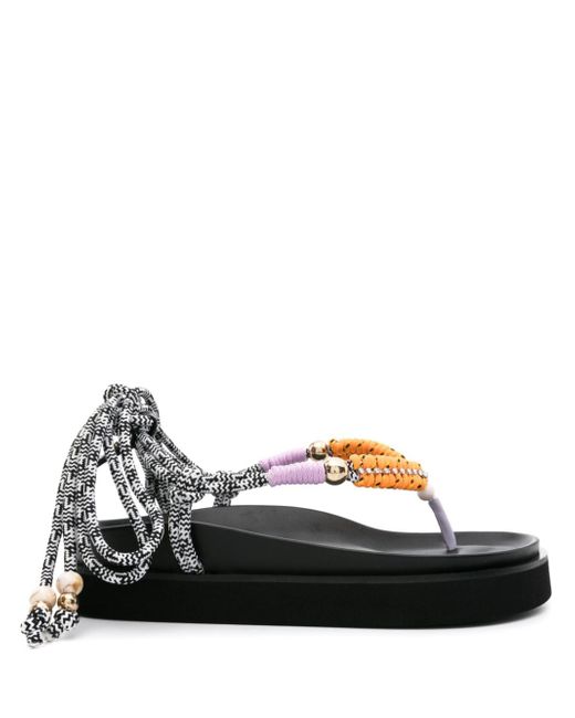 Maje bead-detailed lace-up sandals