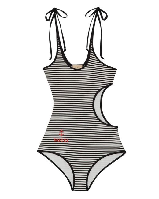 Gucci striped cut-out swimsuit