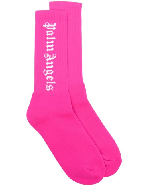 Palm Angels logo-intarsia mid-calf socks