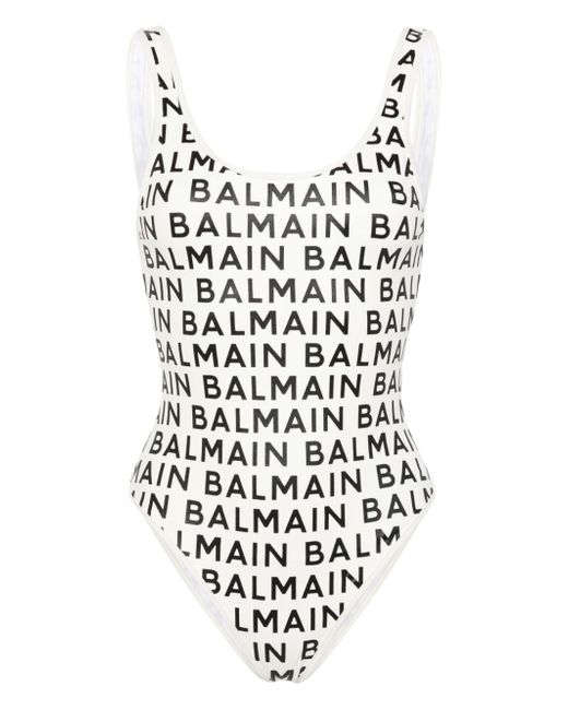 Balmain logo-print swimsuit