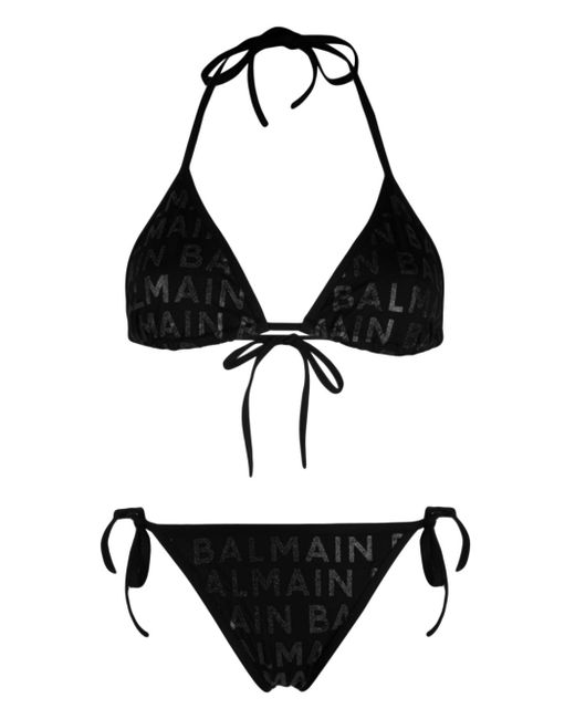 Balmain logo-print bikini