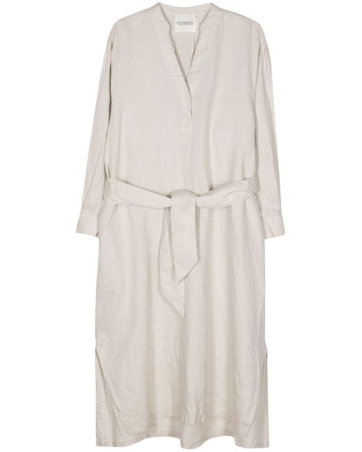Closed belted linen dress