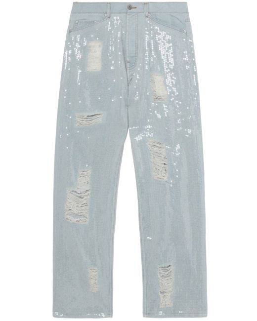 Palm Angels sequin-embellished ripped jeans