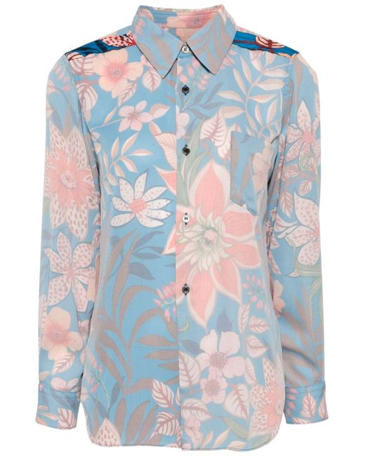 Comme Des Garçons floral-print inside-out shirt