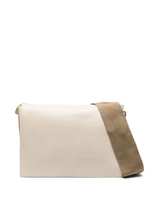 Uma Wang debossed-logo leather shoulder bag