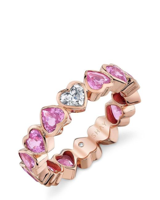 Shay 18kt rose gold sapphire and diamond heart ring