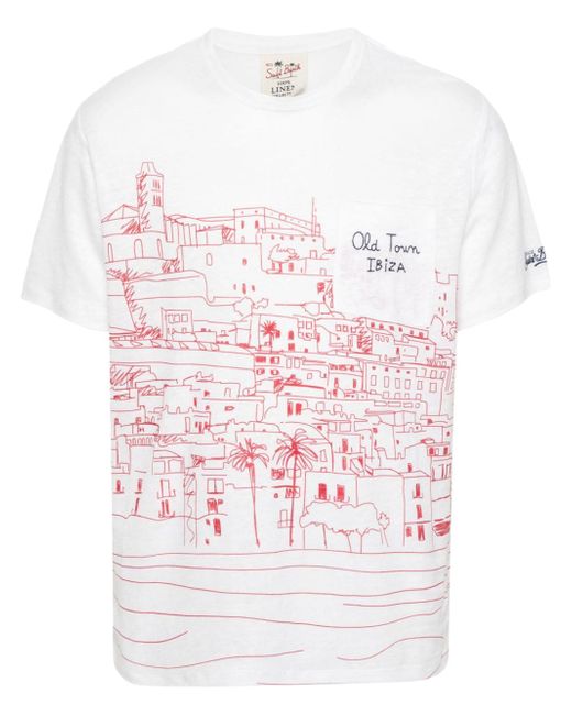 Mc2 Saint Barth Old Town-print linen T-shirt
