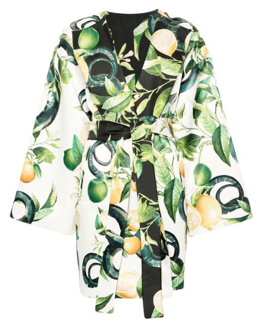 Roberto Cavalli Lemon-print silk coat