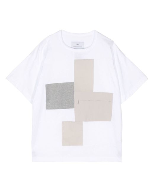 Fumito Ganryu patchwork-detail cotton T-shirt