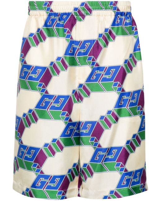 Gucci logo-print silk shorts