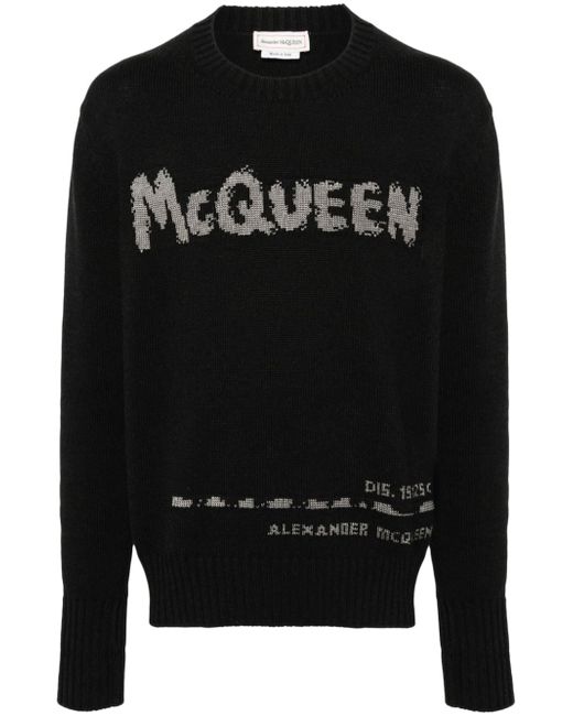 Alexander McQueen logo-jacquard cotton jumper