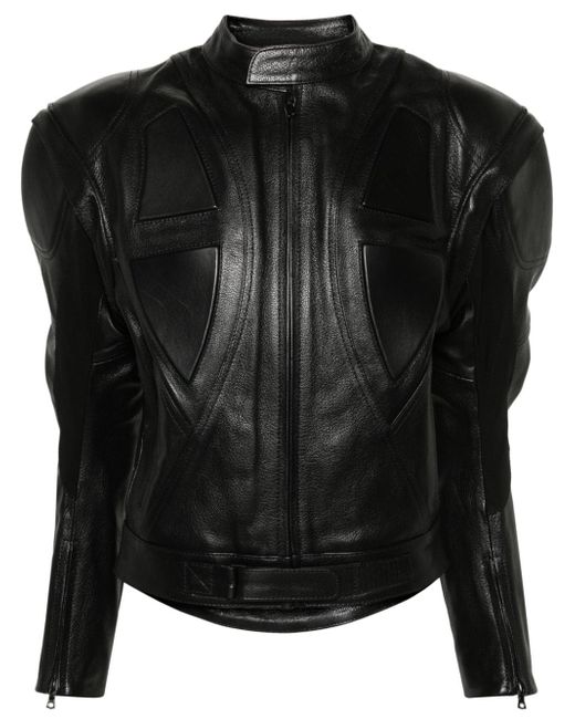 David Koma panelled leather biker jacket