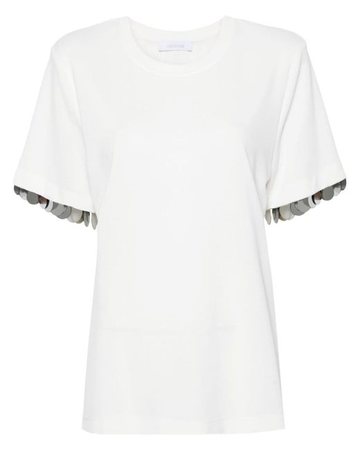 Rabanne paillette-embellished crepe T-shirt