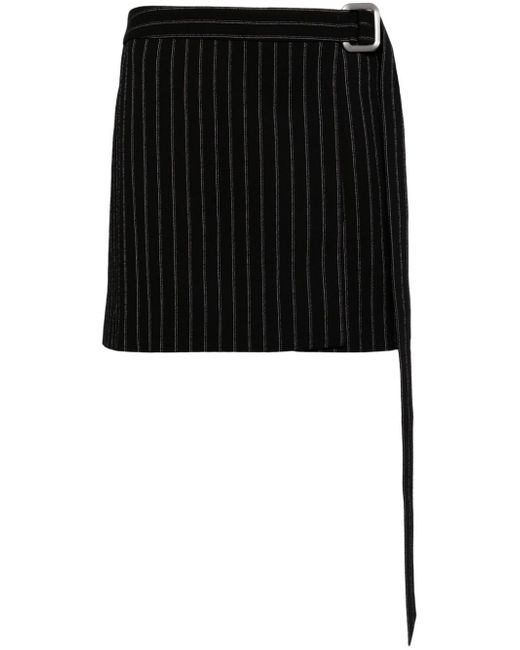 AMI Alexandre Mattiussi pinstripe-pattern belted skirt