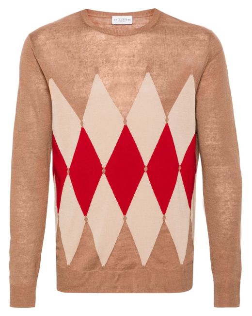 Ballantyne argyle-knit linen blend jumper