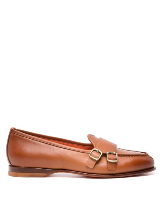 Santoni double-buckle leather loafers